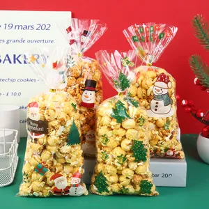 Festliche weihnachtliche Klarsichtbeutel mit Weihnachtsmann- und Schneemann-Motiven