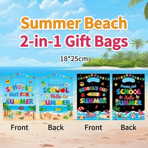Bolsas de Regalo de Plástico para Fiesta en la Playa de Verano Tema School's Out For Summer Bolsas de Dulces Bolsas de Embalaje de Mano para Cumpleaños Infantil