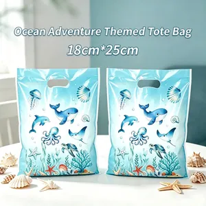 Sacchetti Regalo per Feste a Tema Avventura Oceanica con Motivo Creature Sottomarine Borse in Plastica con Manico per Bambini