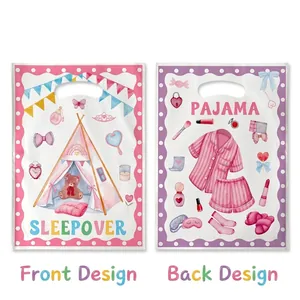 Vue détaillée du design avant et arrière du sac cadeau pour pyjama party de filles