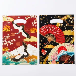 Japanische Geschenktüten mit Kranich- und Kirschblütenmustern für festliche Anlässe