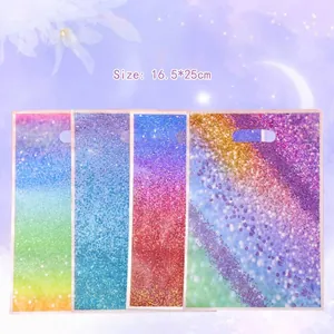 Gradient Color Glitter Plastic Gift Bags With Die-cut Handle Multi-color Pearl Film Packaging Bags For Party Favors Shopping