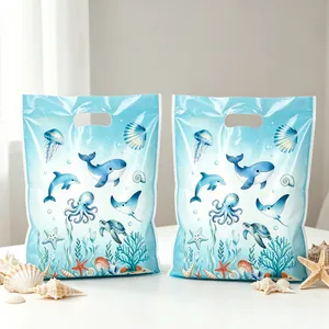 Sacchetti regalo per feste a tema oceanico con illustrazioni di creature marine