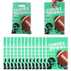 Bolsas de regalo deporte fútbol verde con estampado Touch Down para fiestas de cumple