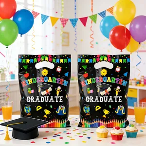 Set of two black Kindergarten Graduate party favor bags for school graduation gifts