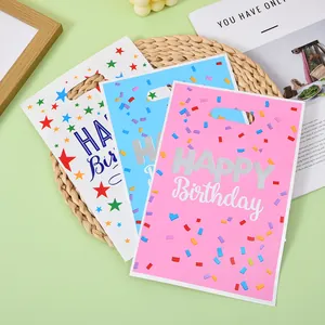Happy Birthday party gift bags with colorful star patterns and pearl film finish