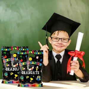 Kindergarten graduation gift bags with colorful graphics for party candy favors