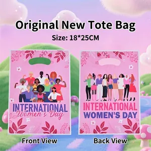Bolsa de Regalo Día Internacional de la Mujer Película Perlada Plástico Bolsa de Fiesta de Mano Para Snacks Caramelos Mujeres Diversas Estampado Floral