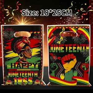 Juneteenth Theme Plastic Handheld Bags For Party Favors Pan African Colors Celebrate Freedom Day Packaging Gift Wrap Accessories