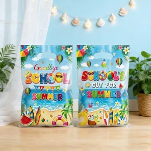 Zomer thema plastic cadeauzakjes met vrolijke prints voor kinderfeestjes