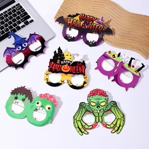 Set di occhiali decorativi in carta per Halloween con motivi di zucche e mostri paurosi