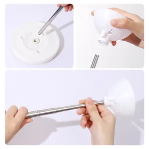 Step-by-step assembly of standing ghost ornament with stainless steel pole and base