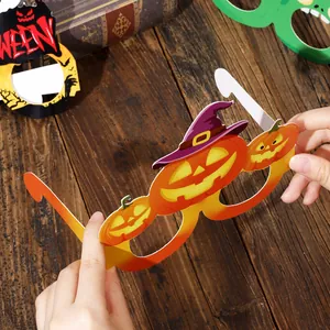 Occhiali di carta festivi per Halloween con zucche per oggetti di scena per foto di festa
