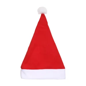 Klassische rot-weiße Plüsch-Weihnachtsmütze für Erwachsene, festliche Weihnachtsdeko