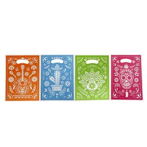 Sacchetti regalo messicani Giorno dei Morti set di 4 sacchetti colorati 18x25cm