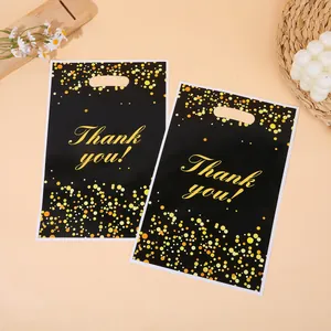 Zwarte en gouden Thank You cadeauzakjes met feestelijk stippenpatroon voor feesten