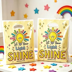 Sacs de Cadeaux de Fête à Motif d'Ampoule Sacs à Bonbons en Plastique avec Poignées pour Fête d'Anniversaire d'Enfants