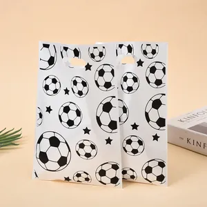 Soccer themed pearl film gift bags with handle for sports party candy packaging bags