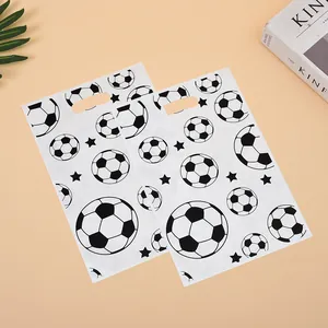 Soccer themed party gift bags with pearlescent film and convenient handle design