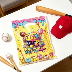 Bolsa de regalo para fiesta de cumpleaños temática de sóftbol con gráficos coloridos