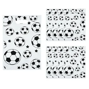Soccer themed plastic party gift bags with star pattern and handle for candies