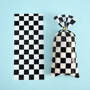 Classic black and white checkered OPP flat bag for holiday cookies and baking packaging
