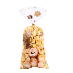 Cute teddy bear and balloon pattern OPP plastic snack packaging bag with twist tie