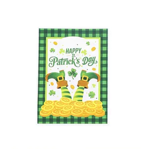 St. Patrick's Day treat bag with festive shamrock and leprechaun prints for parties