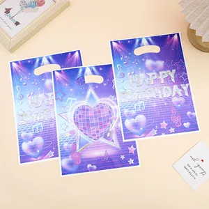 Sacs cadeaux en plastique thème disco musical pour fête d'anniversaire