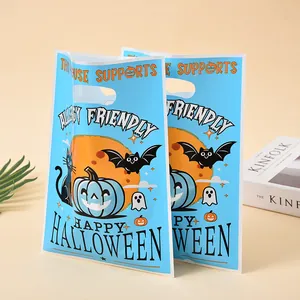 Sacs cadeaux d'Halloween bleus avec motifs citrouille fantôme et chauve-souris pour fêtes
