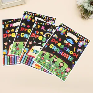 Preschool Graduate gift bags featuring colorful cartoon patterns for school parties