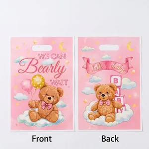 Ροζ τσάντες δώρου αρκουδάκι για baby shower με λαβές για πάρτι νεογέννητου κοριτσιού