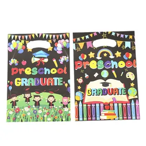 Colorful preschool graduation gift bags with cartoon patterns for kids' party favors