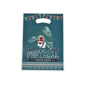 Durable pearlescent film gift bag with American football theme and touch down print
