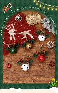 Detailed view of colorful Christmas bell ornaments with pinecones on a festive background