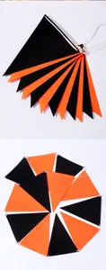 Black and orange felt triangular banner flags for Halloween party decoration scene layout