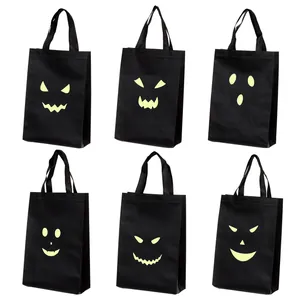 Bolsas de Caramelos Luminosas de Halloween Fantasma que Brilla en la Oscuridad Bolsas de Regalo de Tela No Tejida