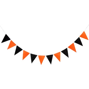 Classic orange and black Halloween triangular felt bunting banner for party scene decoration