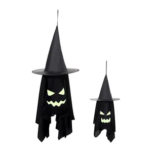Luminous Halloween witch hat ghost hanging decorations for festive party and home decor set