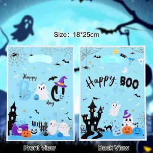 Sacchetti di Plastica per Caramelle di Halloween Stampa Fantasma Zucca Sacchetto Regalo Con Manico per Festa Biscotti