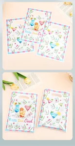 Detailed view of Mahjong themed party gift bags with colorful tile and cocktail prints