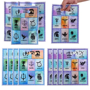 Greek Mythology Goddess Symbols Colorful Checkered Plastic Tote Bags For Children Party Candy Cookie Packaging Decorative Gift Bag