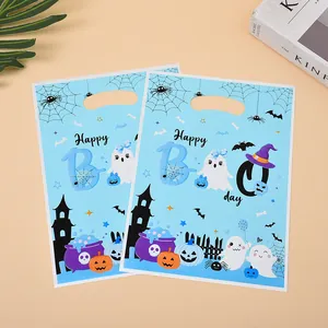Due sacchetti regalo blu di Halloween con fantasmi e zucche per dolci e caramelle
