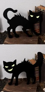 Halloween luminous black cat yard signs with glowing eyes for spooky garden decor.