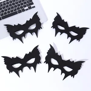 Set of four black felt bat-shaped masquerade eye masks for Halloween party costume cosplay