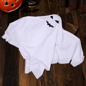 Large white Halloween LED hanging ghost decoration for spooky room atmosphere and parties
