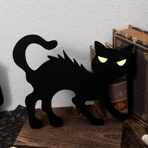 Halloween luminous black cat yard stake decoration for outdoor garden lawn display