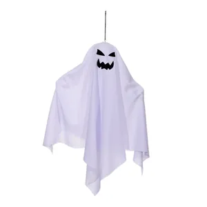 Halloween LED hanging ghost light with white fabric for glowing indoor room atmosphere
