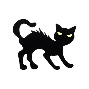 Glow-in-the-dark black cat yard stake for Halloween lawn garden spooky silhouette decor