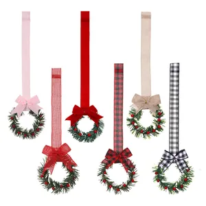 Lot de 6 couronnes de Noël décoratives pour armoire avec divers nœuds pour la maison